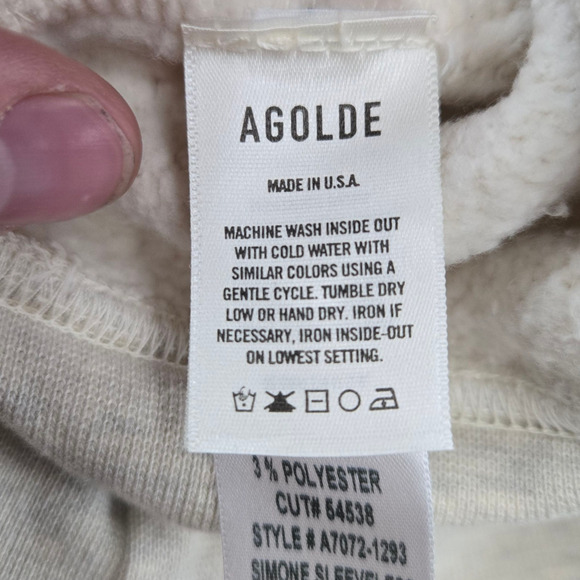 AGOLDE Simone Sleeveless Sweatshirt Gray Cream Fleece Lined Vest Size Medium - Picture 4 of 7